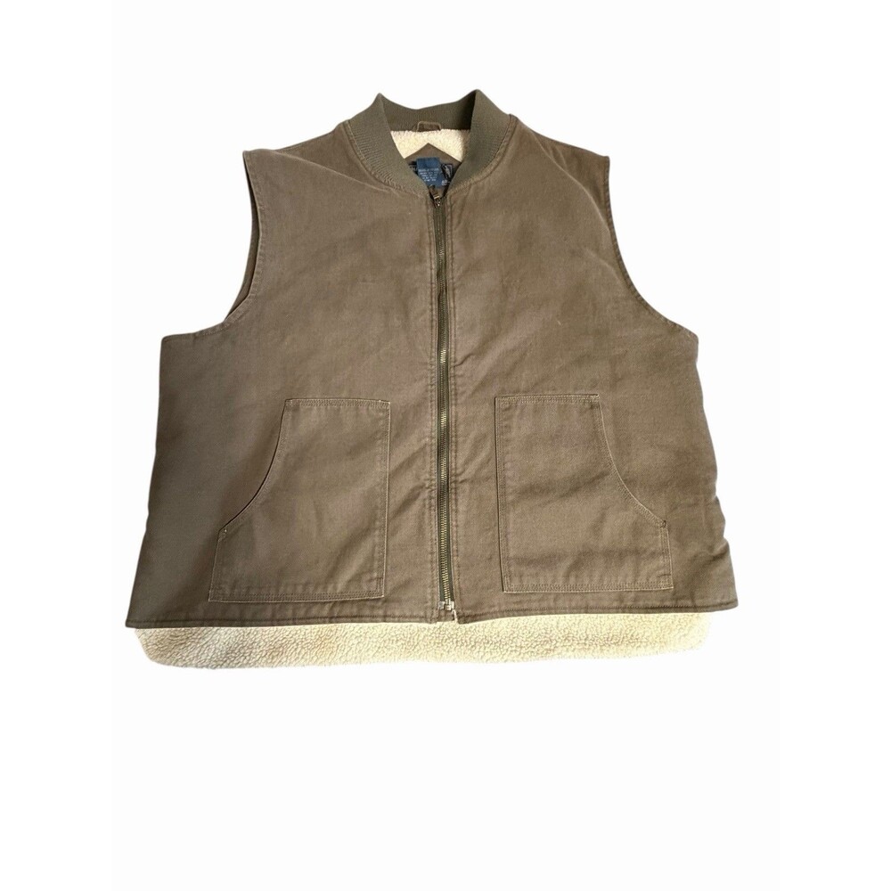 Hammer Workwear Vest Mens XXL Brown Sherpa Lined Full Zip Workwear Outdoor